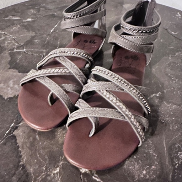 Gray Silver Gladiator Sandals Size 5.5 by Jellypop - Picture 6 of 9